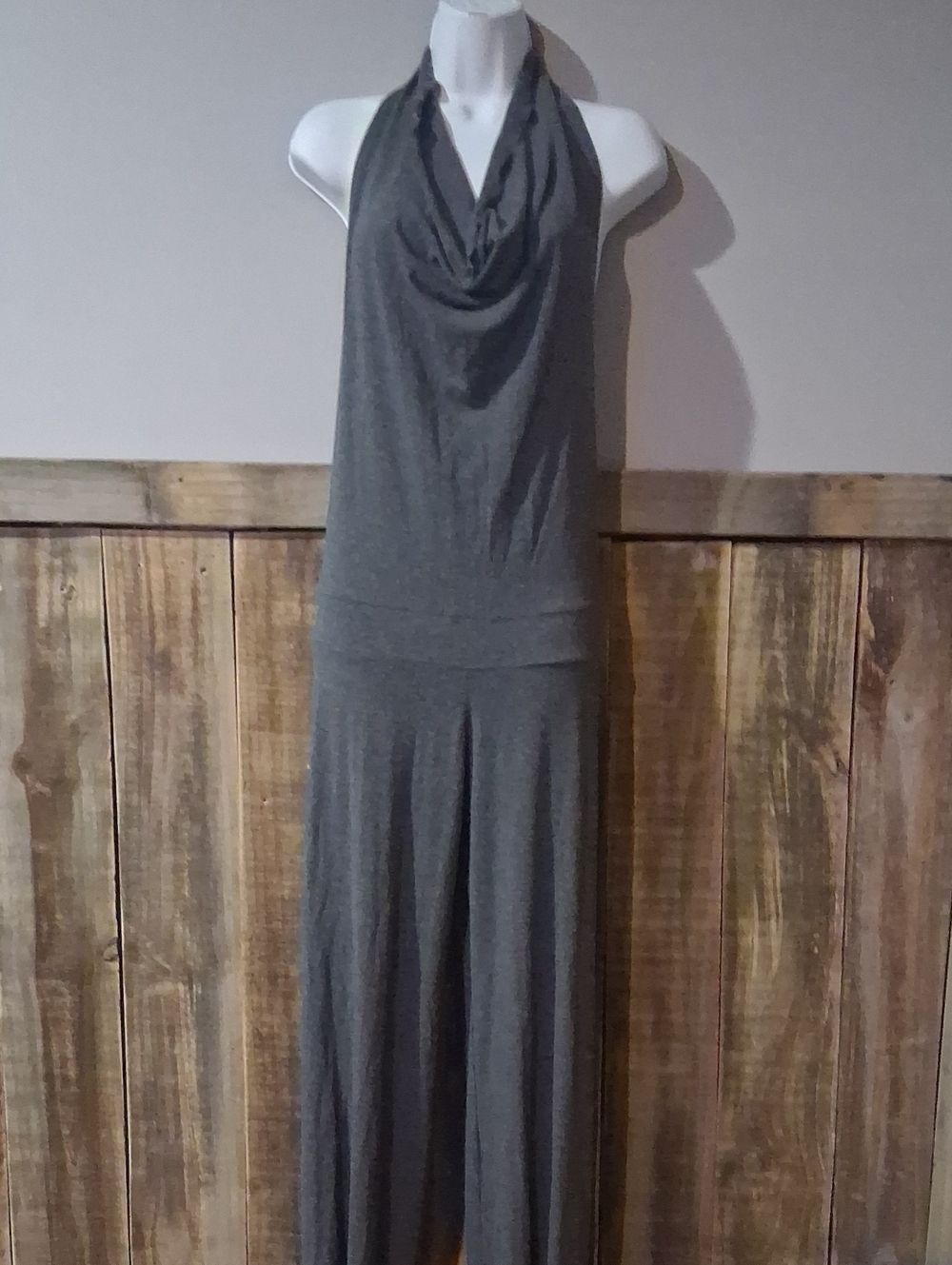 Sleeveless Cowl-Neck  Jumpsuit - Charcoal Gray